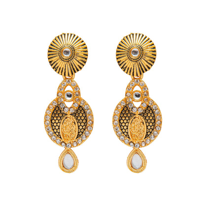 Traditional Gold Dual tone Kundan Polki Jewellery Necklace Set with earrings for Women SJN_47