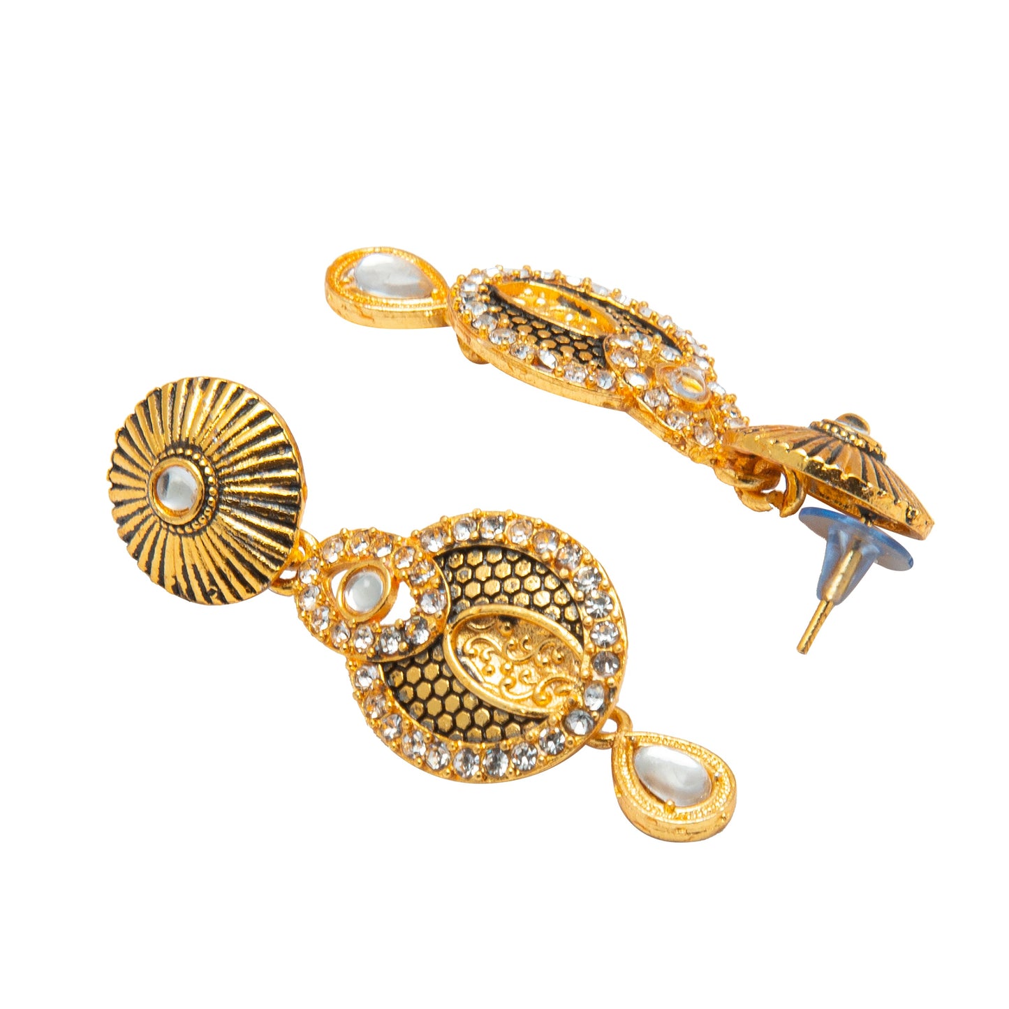 Traditional Gold Dual tone Kundan Polki Jewellery Necklace Set with earrings for Women SJN_47