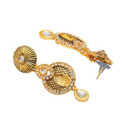 Traditional Gold Dual tone Kundan Polki Jewellery Necklace Set with earrings for Women SJN_47