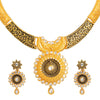 Flower DesignTraditional Gold Dual tone Kundan Polki Jewellery Necklace Set with earrings for Women SJN_48