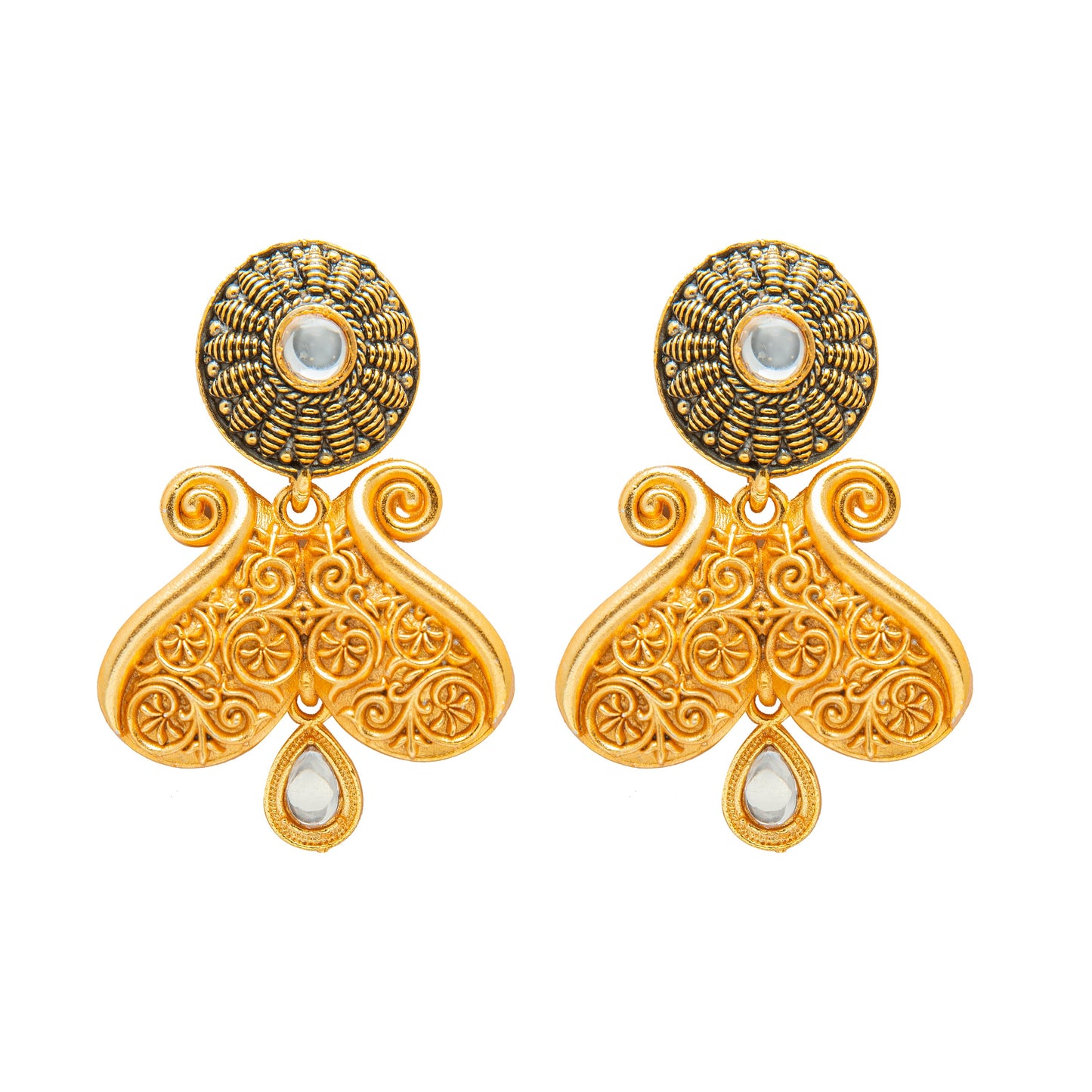 Traditional Gold Dual tone Kundan Polki Jewellery Necklace Set with earrings for Women SJN_49