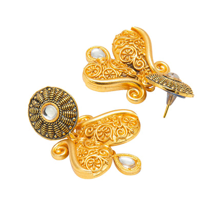 Traditional Gold Dual tone Kundan Polki Jewellery Necklace Set with earrings for Women SJN_49