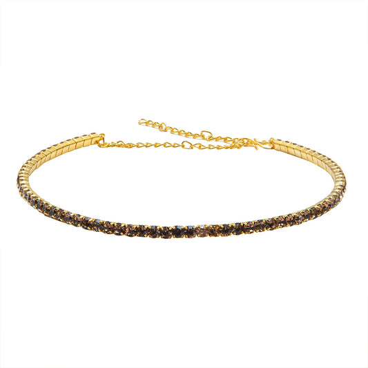 Shining Jewel Gold Plated Western CZ, Crystals & AD Choker Necklace for Women (SJN_53_G)