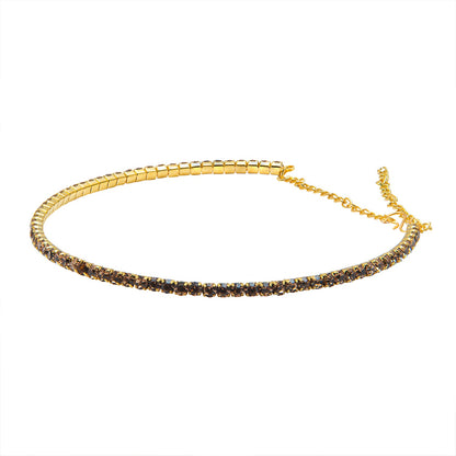 Shining Jewel Gold Plated Western CZ, Crystals & AD Choker Necklace for Women (SJN_53_G)