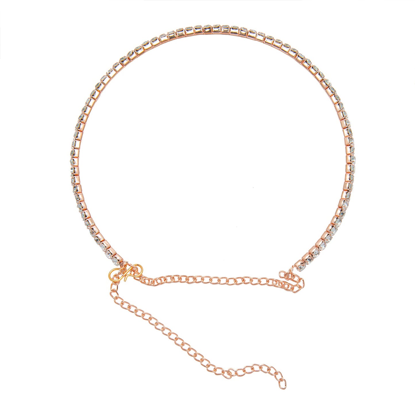 Shining Jewel Rose Gold Plated Western CZ, Crystals & AD Choker Necklace for Women (SJN_53_RG)