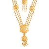 Shining Jewel Gold Plated Traditional Multilayer Flower and Pearl Design Neklace Set With Earrings For Women (SJN_54)