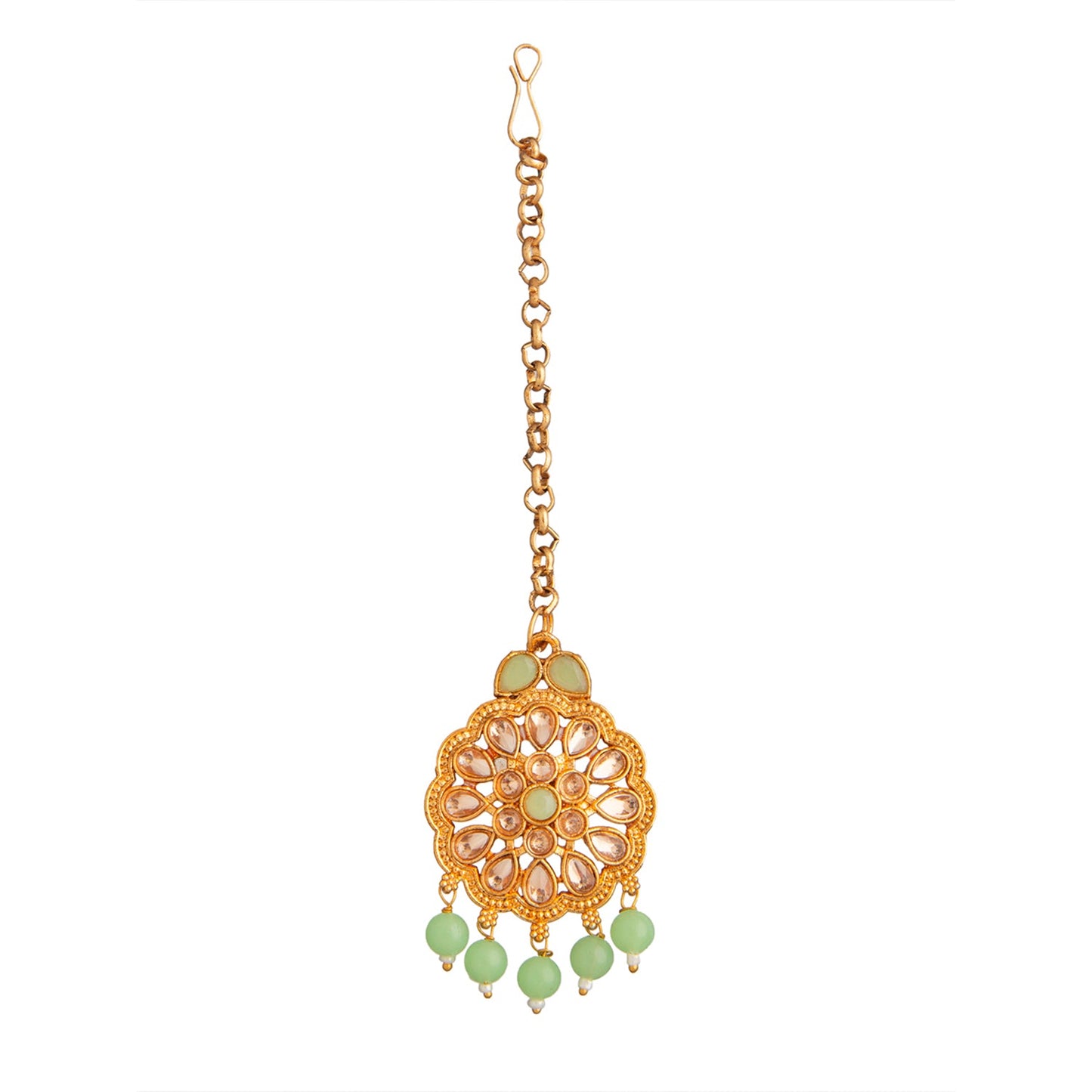 Shining Jewel Gold Plated Kundan Pearl Choker Bridal Necklace Combo Jewellery Set With Tikka and Earrings for Women (SJN_57_LG)