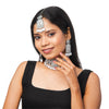 Shining Jewel SilverPlated Kundan Pearl Choker Bridal Necklace Combo Jewellery Set With Tikka and Earrings for Women (SJN_60_S)
