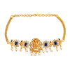 Shining Jewel Designer Gold Plated Godess Lakshmi Temple Jewellery Choker Necklace With Matching Earring For Women (SJN_69_BL)
