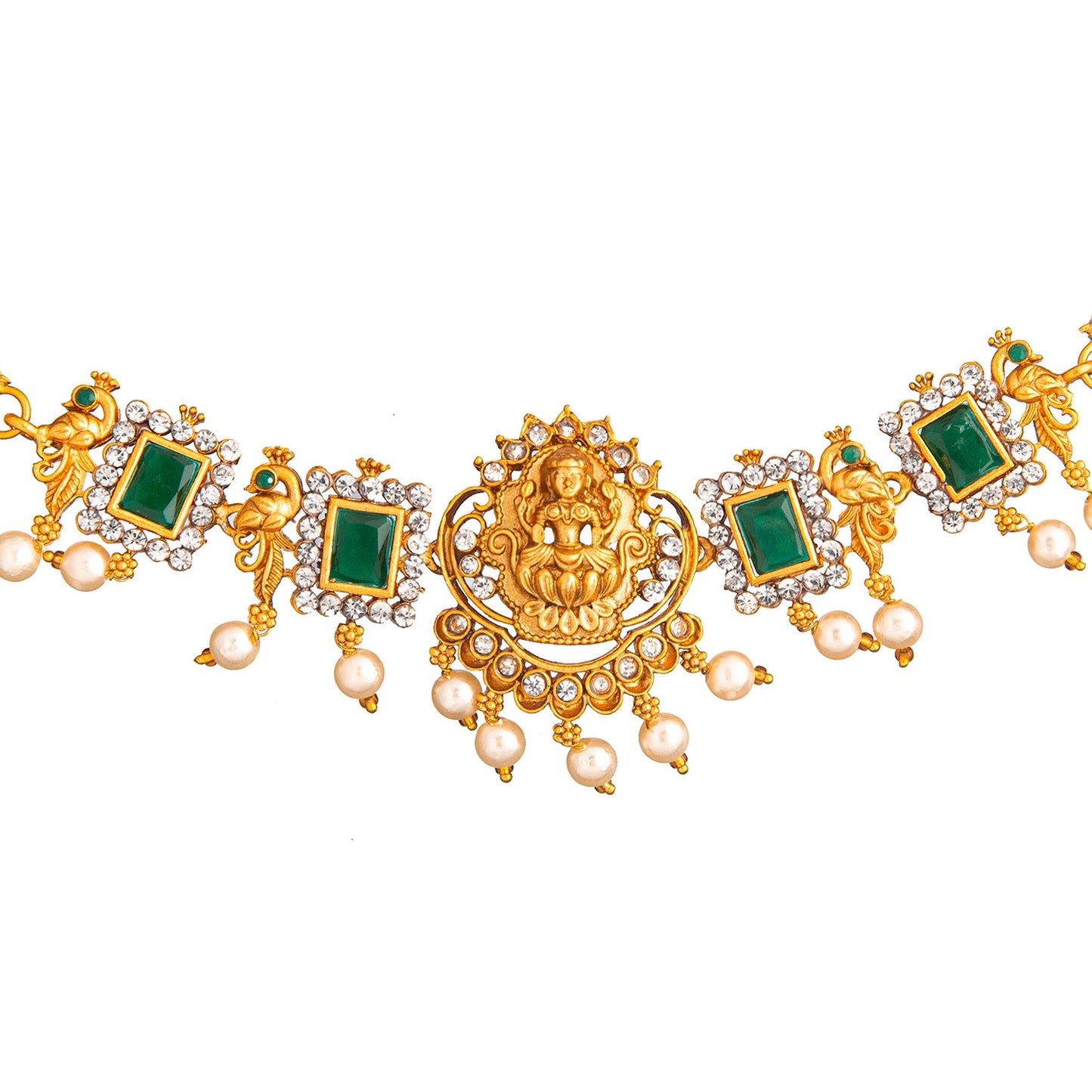 Shining Jewel Designer Gold Plated Godess Lakshmi Temple Jewellery Choker Necklace With Matching Earring For Women (SJN_69_G)