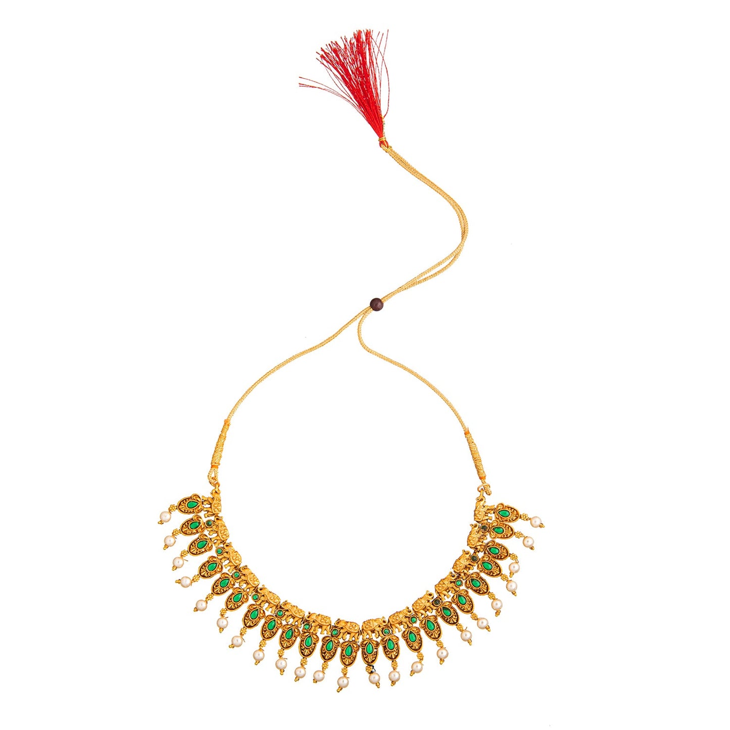 Shiining Jewel Gold Plated Temple Jewellery Choker Necklace Set for Women (SJN_70 G)