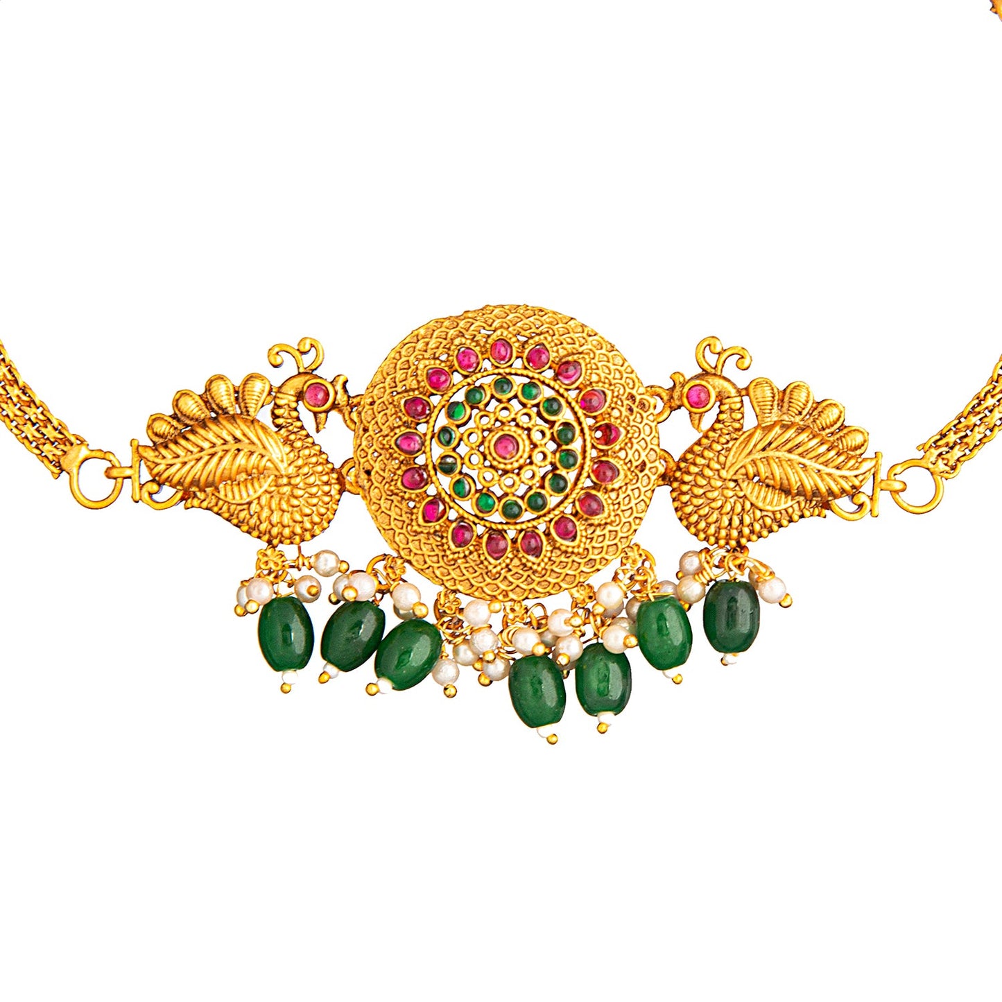 Shining Jewel  Peacock design Necklace Gold Plated  Traditional Jewellery Necklace Set (SJN_71)