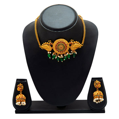 Shining Jewel  Peacock design Necklace Gold Plated  Traditional Jewellery Necklace Set (SJN_71)