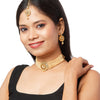 Shining Jewel Traditional Handcrafted Stone Studded Pearl Choker Necklace Jewellery Set With Earrings & Maang Tikka For Women (SJN_72)