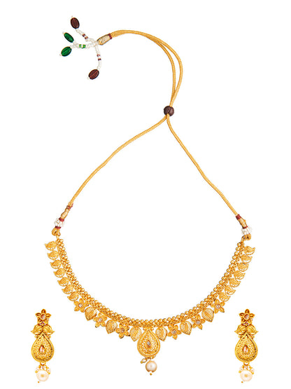 Shining Jewel Traditional Indian Antique Gold Jewellery, Necklace Set with Earrings for Women & Girls (SJN_80)