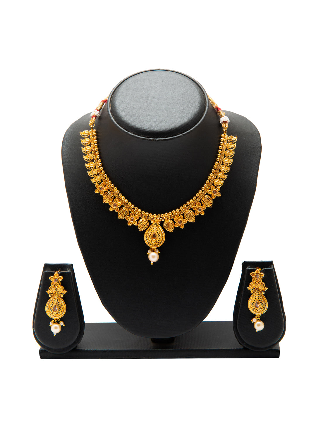 Shining Jewel Traditional Indian Antique Gold Jewellery, Necklace Set with Earrings for Women & Girls (SJN_80)