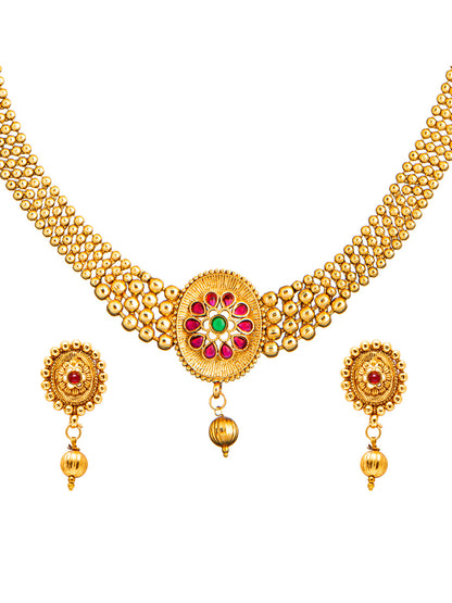 Shining Jewel Handcrafted Antique Gold Plated Jewellery Necklace set With Matching Earring For Women (SJN_82)