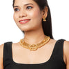 Shining Jewel Handcrafted Antique Gold Plated Jewellery Clustered Hanging Pearl Necklace With Matching Earring For Women (SJN_86)
