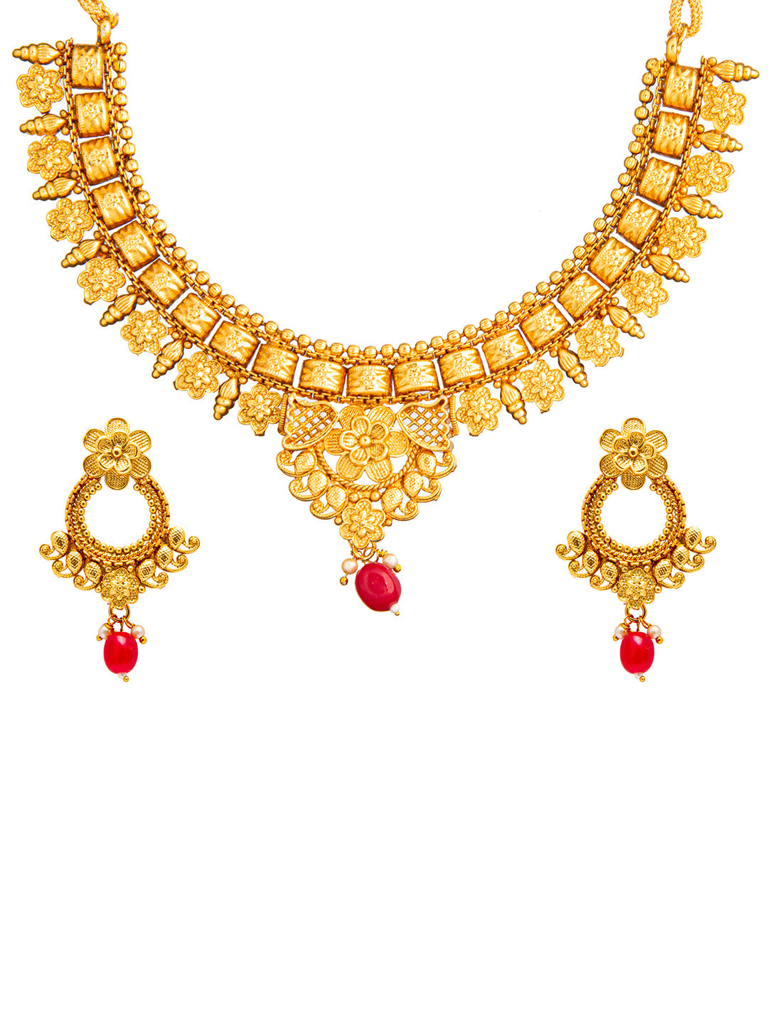 Shining Jewel Handcrafted Antique Gold Plated Jewellery Necklace set With Matching Earring For Women (SJN_88)