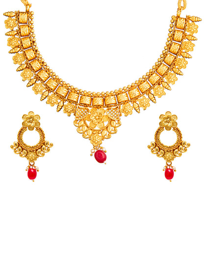 Shining Jewel Handcrafted Antique Gold Plated Jewellery Necklace set With Matching Earring For Women (SJN_88)
