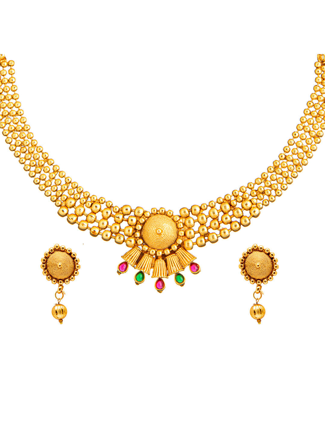 Shining Jewel Handcrafted Antique Gold Plated Jewellery Necklace set With Matching Earring For Women (SJN_89)