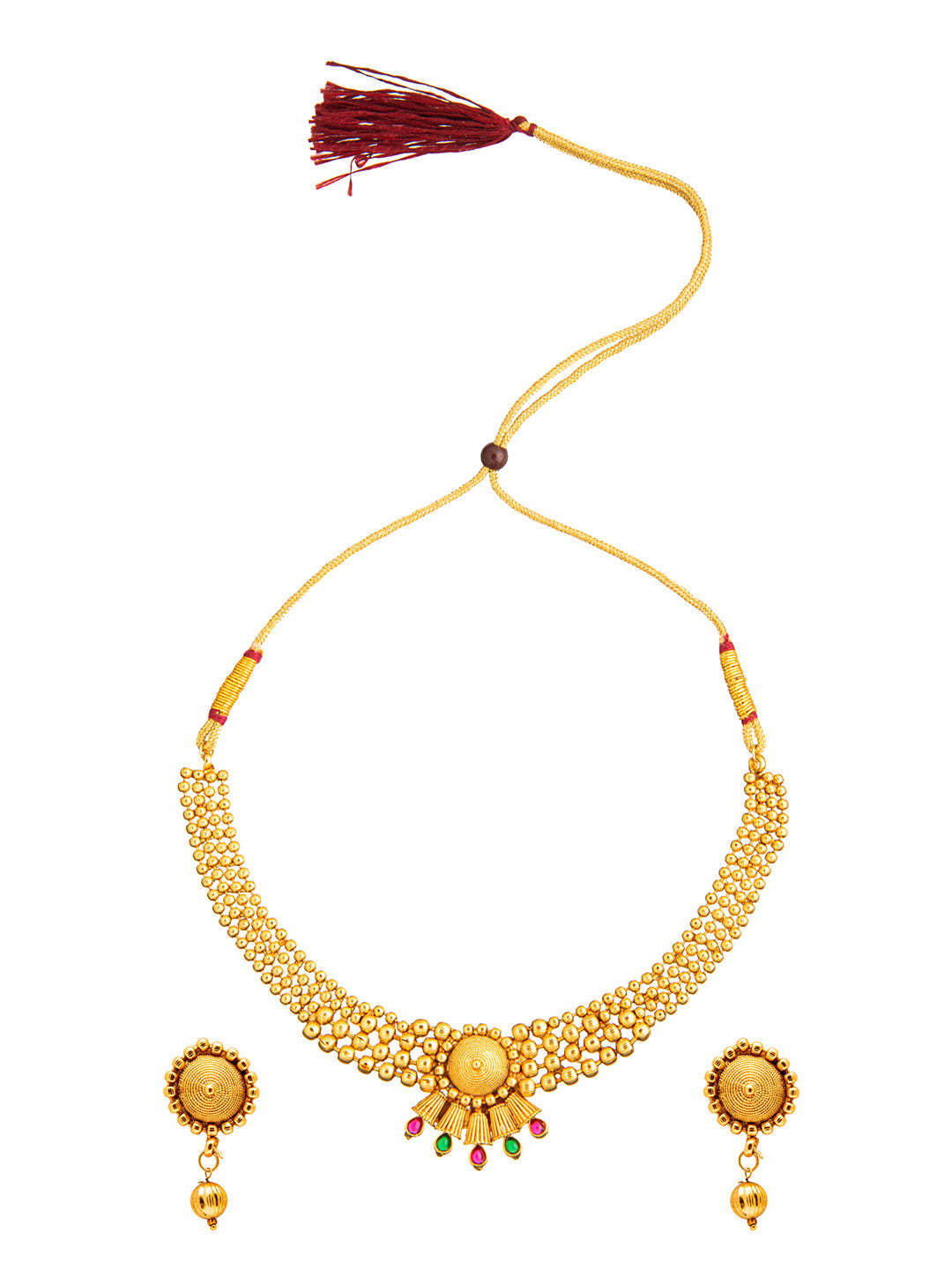 Shining Jewel Handcrafted Antique Gold Plated Jewellery Necklace set With Matching Earring For Women (SJN_89)