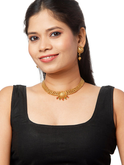 Shining Jewel Handcrafted Antique Gold Plated Jewellery Necklace set With Matching Earring For Women (SJN_89)