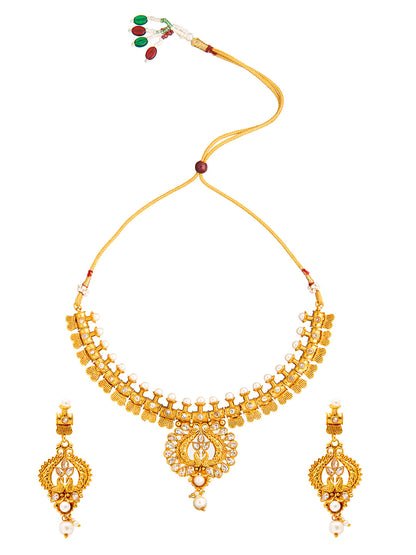 Shining Jewel Handcrafted Antique Gold Plated Jewellery Necklace set With Matching Earring For Women (SJN_90)