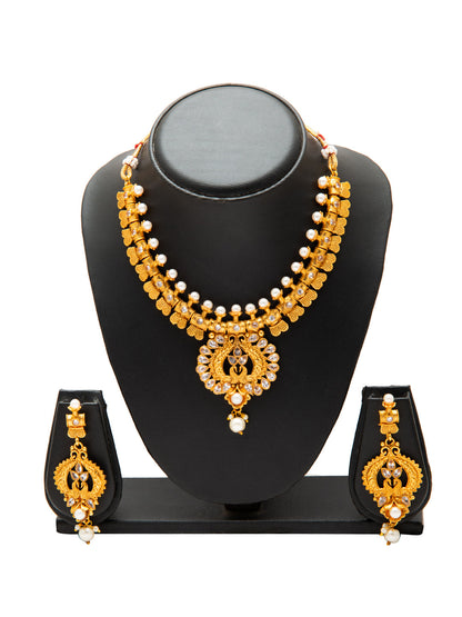 Shining Jewel Handcrafted Antique Gold Plated Jewellery Necklace set With Matching Earring For Women (SJN_90)