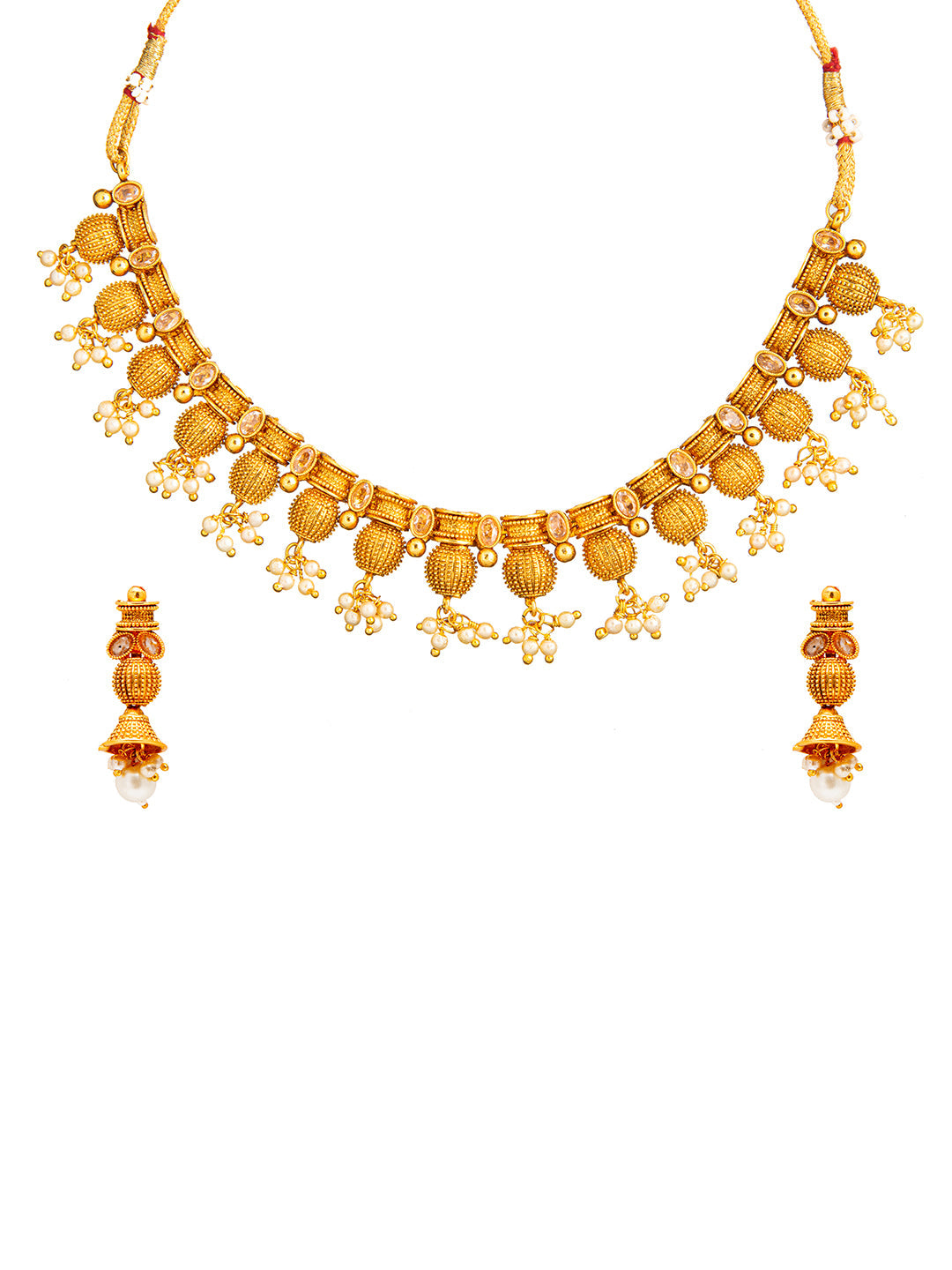 Shining Jewel Handcrafted Antique Gold Plated Jewellery Necklace set With Matching Earring For Women (SJN_91)