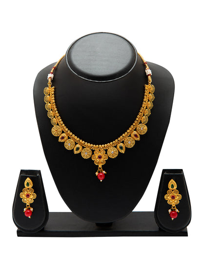 Shining Jewel Handcrafted Antique Gold Plated Jewellery Necklace set With Matching Earring For Women (SJN_92)