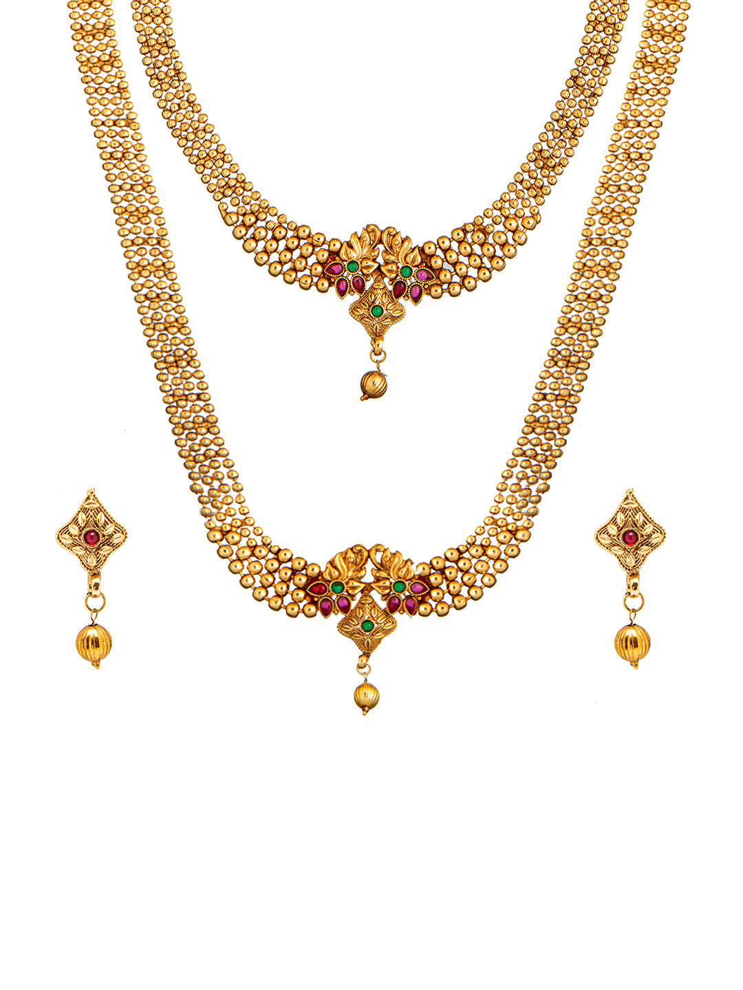 Shining Jewel Handcrafted Antique Gold Plated Jewellery Combo Bridal Dulhan Necklace Set With Matching Earring For Women (SJN_94)