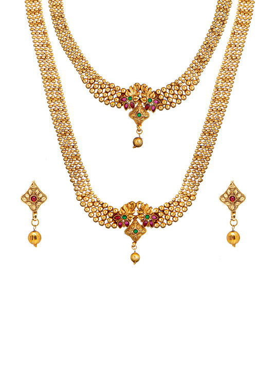 Shining Jewel Handcrafted Antique Gold Plated Jewellery Combo Bridal Dulhan Necklace Set With Matching Earring For Women (SJN_94)