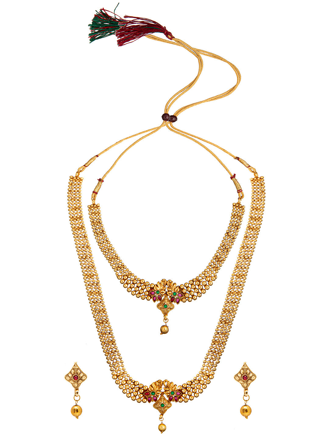 Shining Jewel Handcrafted Antique Gold Plated Jewellery Combo Bridal Dulhan Necklace Set With Matching Earring For Women (SJN_94)