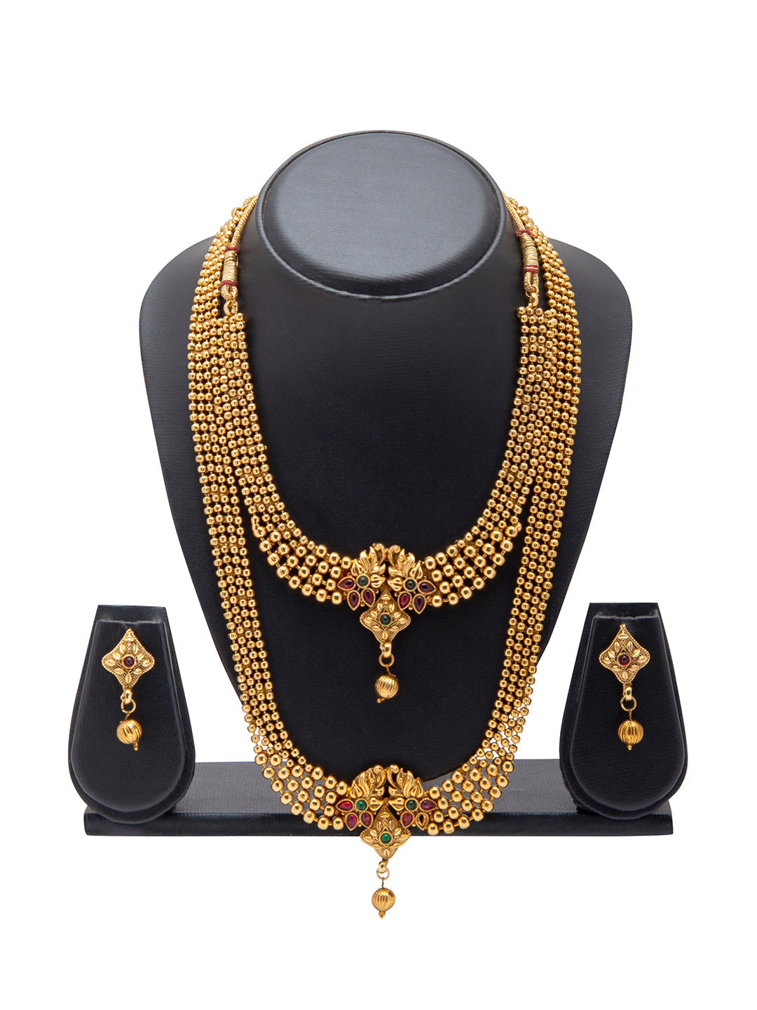 Shining Jewel Handcrafted Antique Gold Plated Jewellery Combo Bridal Dulhan Necklace Set With Matching Earring For Women (SJN_94)