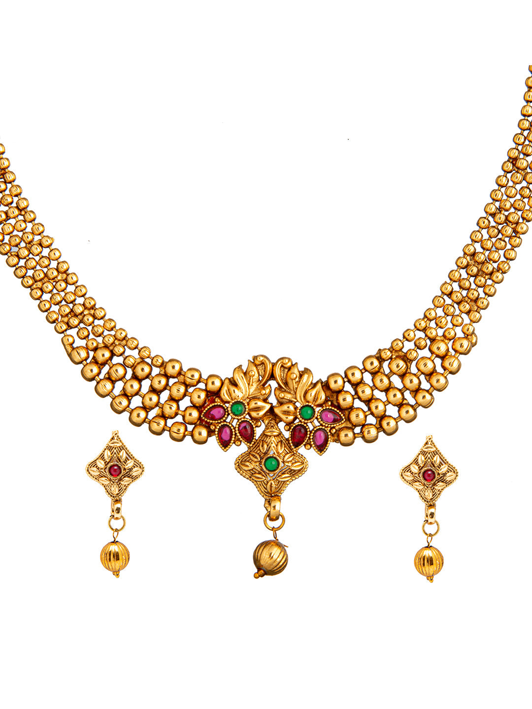 Shining Jewel Handcrafted Antique Gold Plated Jewellery Combo Bridal Dulhan Necklace Set With Matching Earring For Women (SJN_94)