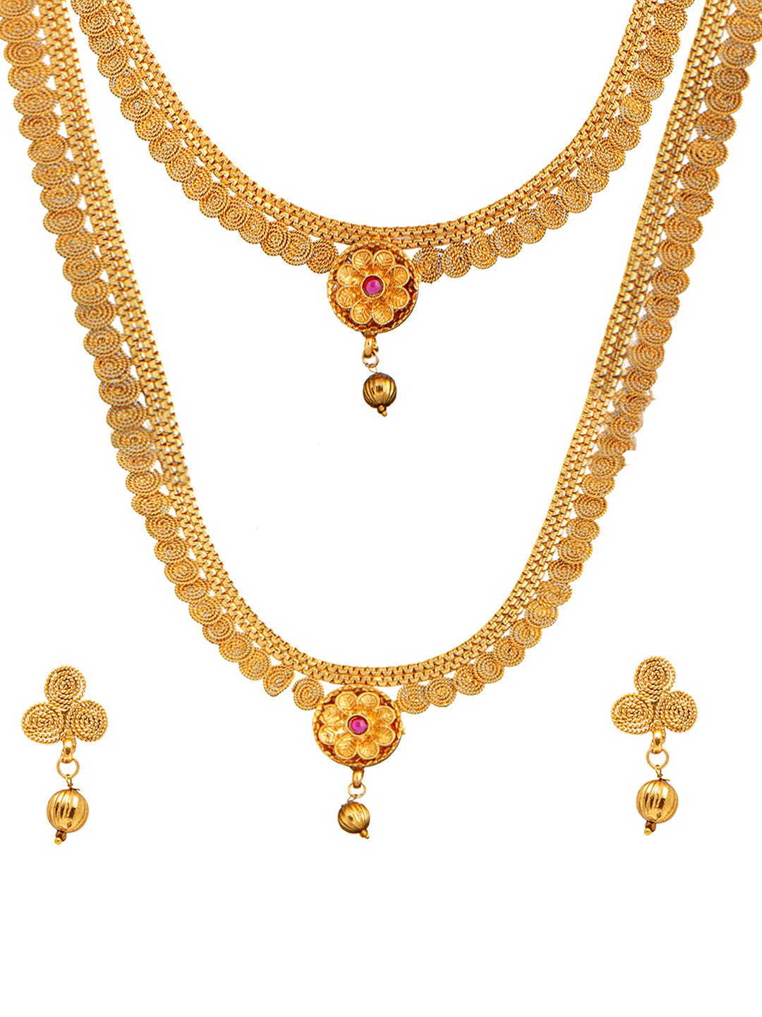 Shining Jewel Handcrafted Antique Gold Plated Jewellery Combo Bridal Dulhan Necklace Set With Matching Earring For Women (SJN_95)