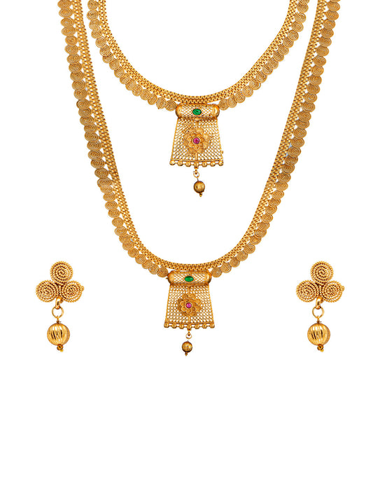 Shining Jewel Handcrafted Antique Gold Plated Jewellery Combo Bridal Dulhan Necklace Set With Matching Earring For Women (SJN_96)