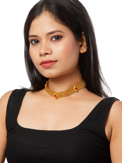 Shining Jewel Gold Plated Stylish Traditional Ethnic Thushi Choker Necklace Jewellery Set for Women (SJN_98)