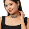 Shining Jewel Silver Plated Oxidized Stylish Traditional Ethnic Choker Necklace Jewellery Set for Women (SJN_99_O)