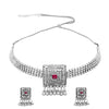 Shining Jewel Silver Plated Oxidized Stylish Traditional Ethnic Choker Necklace Jewellery Set for Women (SJN_99_S)