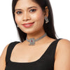 Shining Jewel Silver Plated Oxidized Stylish Traditional Ethnic Choker Necklace Jewellery Set for Women (SJN_99_S)