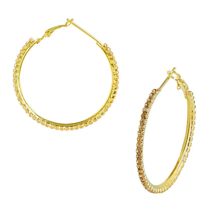 Austrian Crystal and CZ Gold Plated Hoop Earrings for Women (SJ_1093)