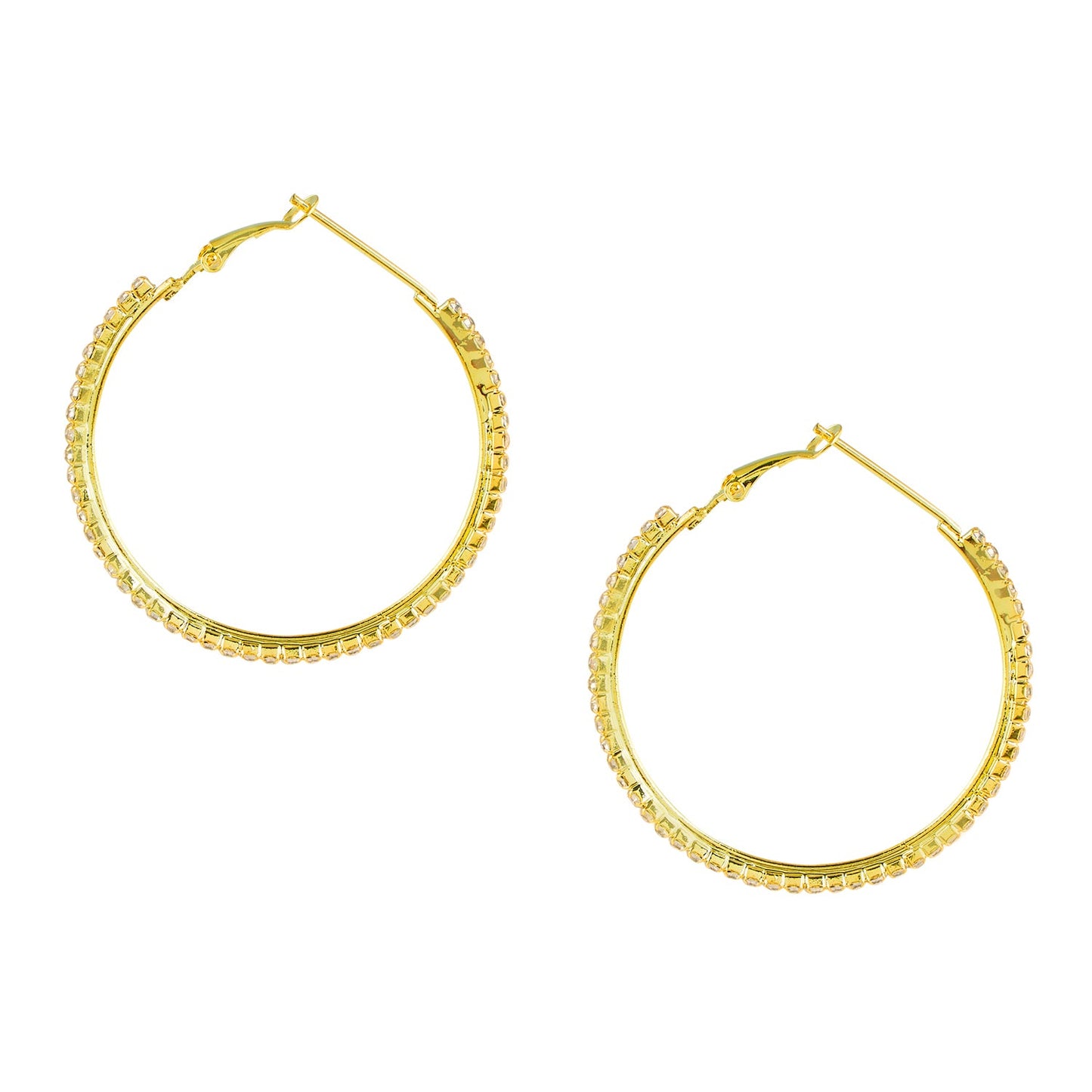 Austrian Crystal and CZ Gold Plated Hoop Earrings for Women (SJ_1093)