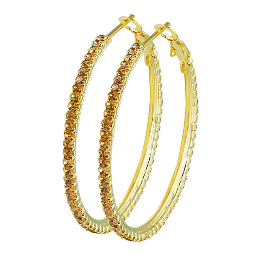 Austrian Crystal and CZ Gold Plated Hoop Earrings for Women (SJ_1094)