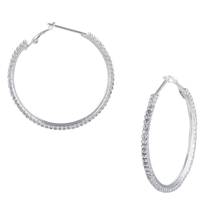 Austrian Crystal and CZ Silver Plated Hoop Earrings for Women (SJ_1096)