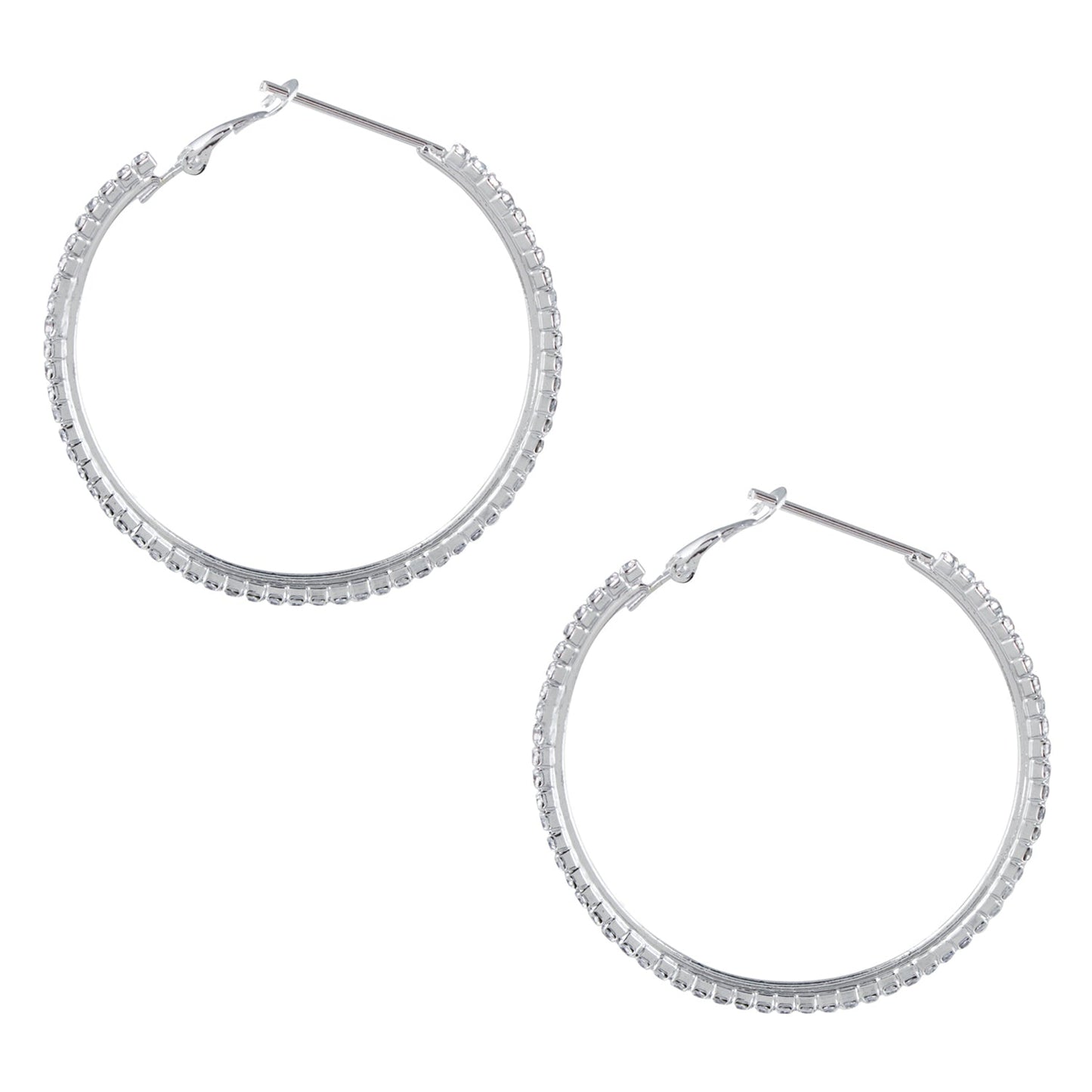 Austrian Crystal and CZ Silver Plated Hoop Earrings for Women (SJ_1096)