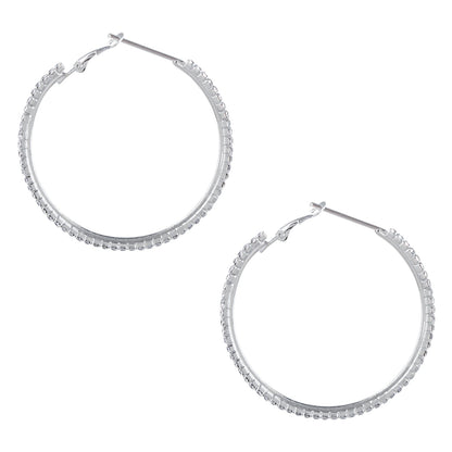 Austrian Crystal and CZ Silver Plated Hoop Earrings for Women (SJ_1096)