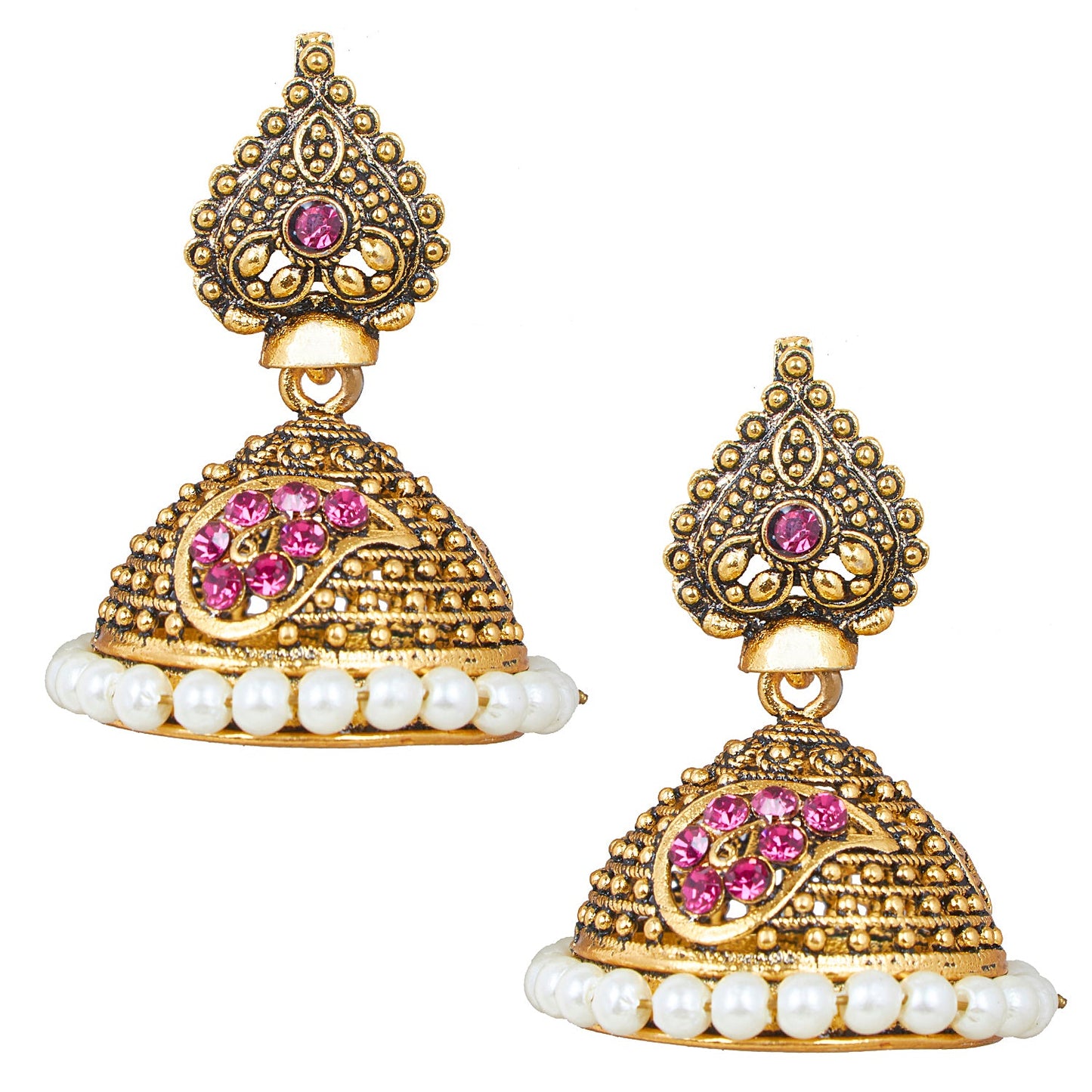 18K Traditional Antique Gold Jhumkas for Women (SJ_1114)