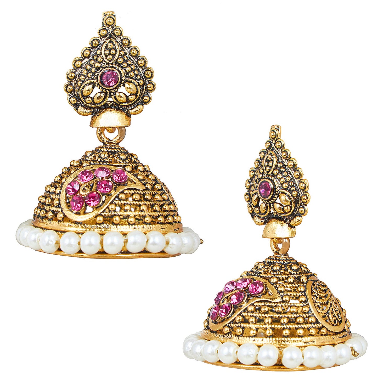 18K Traditional Antique Gold Jhumkas for Women (SJ_1114)